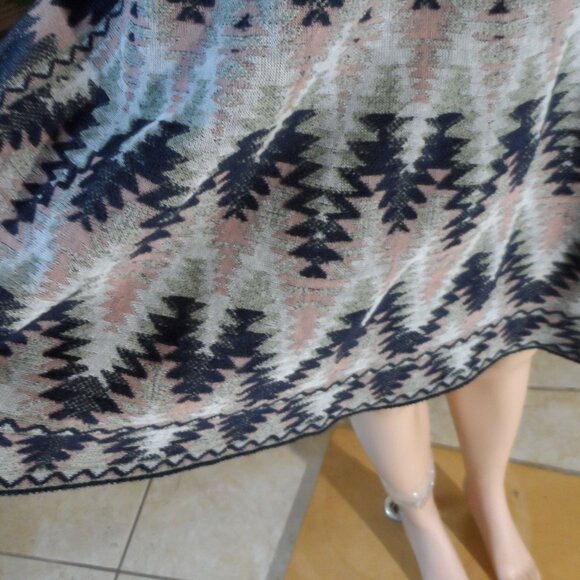 M Missoni Black-Pink Multi Zig-Zag Print Fit & Flare Long Sleeves Dress Size 4 - Picture 13 of 16